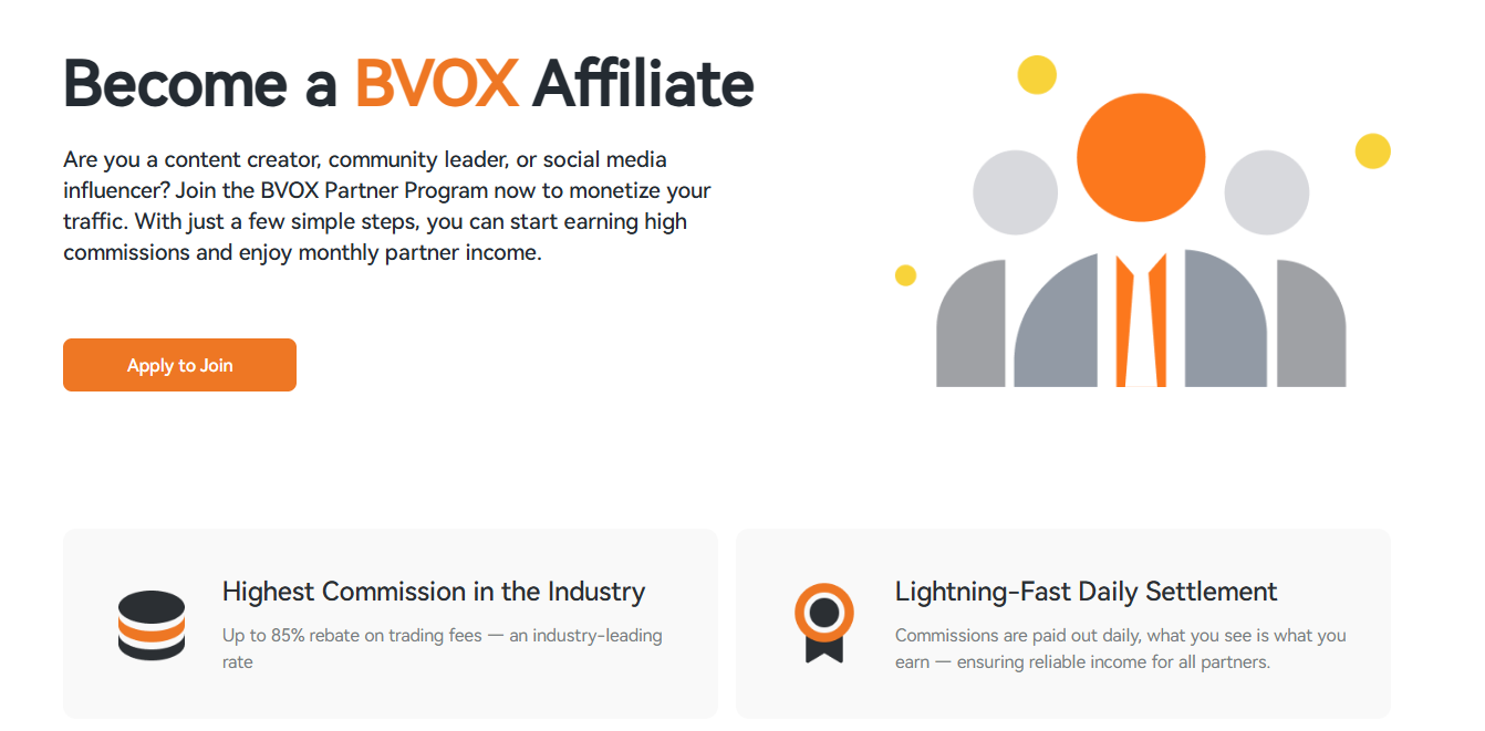 BVOX Affiliate Dashboard showing high commission rates and real-time tracking